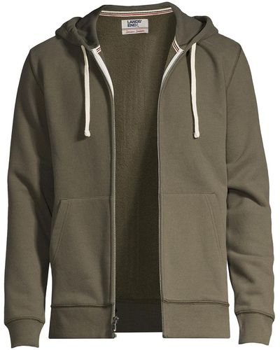 Lands' End Big & Tall Long Sleeve Serious Sweatshirt Full-zip Hoodie - Green