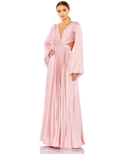 Mac Duggal Ieena Long Sleeve Cut Out Gown - Pink