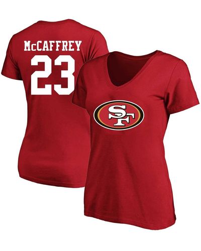 Fanatics Christian Mccaffrey San Francisco 49ers Plus Size Player Name And Number V-neck T-shirt - Red