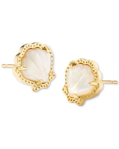 Kendra Scott 14k Gold-plated Stone Shell Stud Earrings - Metallic