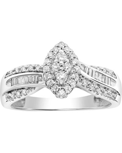 Macy's Diamond Round & Baguette Halo Cluster Engagement Ring (1/4 Ct. T.w. - White