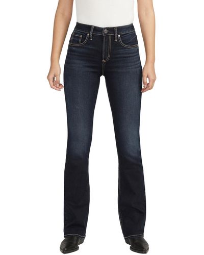 Silver Jeans Co. Avery High Rise Curvy Fit Slim Bootcut Jeans - Blue