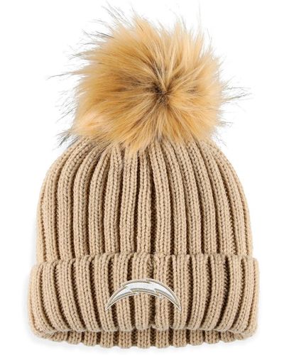 WEAR by Erin Andrews Los Angeles Chargers Neutral Cuffed Knit Hat - Natural