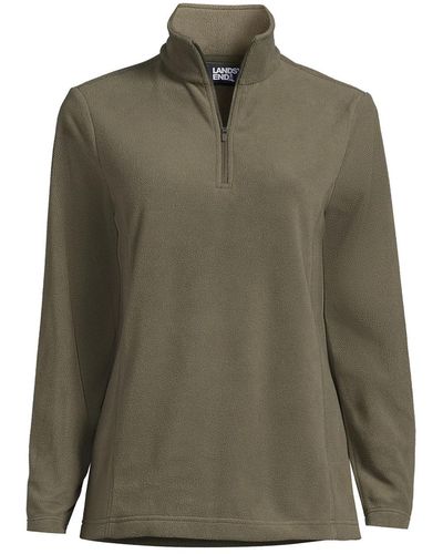 Lands' End Plus Size Fleece Quarter Zip Pullover Jacket - Green