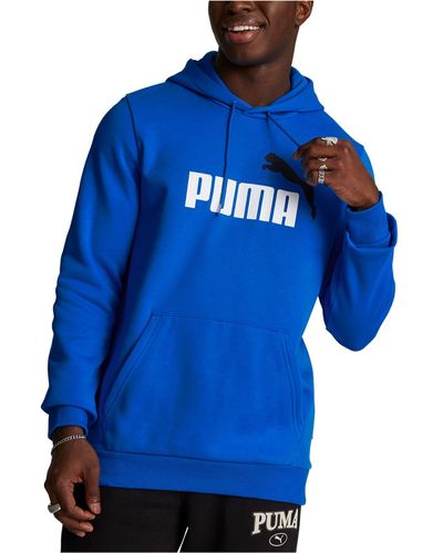 PUMA Ess+ 2 Big Cat Logo-print Fleece Hoodie - Blue