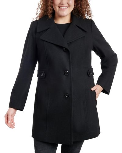 Anne Klein Plus Size Single-breasted Notched-collar Peacoat - Blue