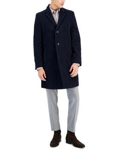 Nautica Classic-fit Barge Solid Overcoat - Blue