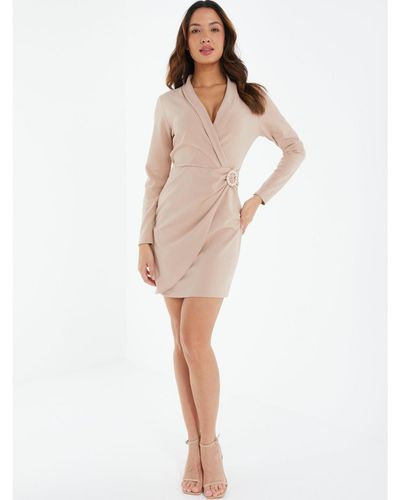 Quiz Wrap Buckle Detail Blazer Dress - Natural