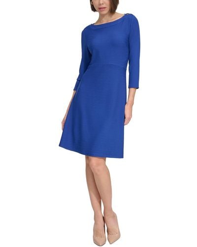 Tommy Hilfiger Petite 3/4-sleeve Textured Knit Dress - Blue