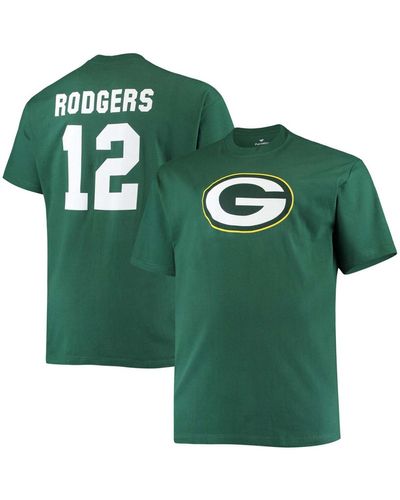 Fanatics Big And Tall Aaron Rodgers Bay Packers Player Name Number T-shirt - Green