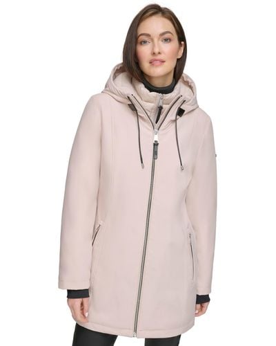 DKNY Hooded Bibbed Zip-front Puffer Coat - Multicolor
