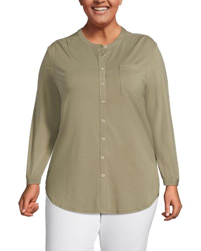 Lands' End Plus Size Long Sleeve Jersey A-line Tunic - Green