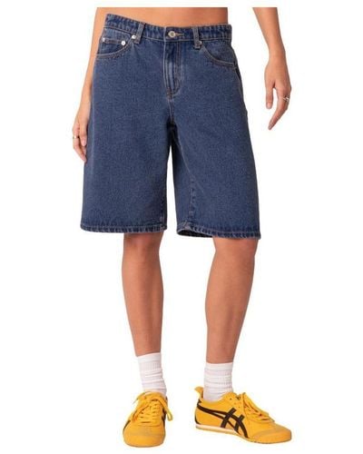 Edikted 5 Pockets Oversized Bermuda Denim Shorts - Blue