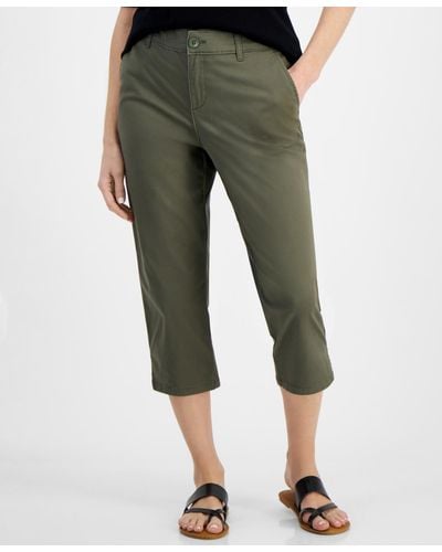 Style & Co. Petite Pull On Comfort Capri Pants - Green