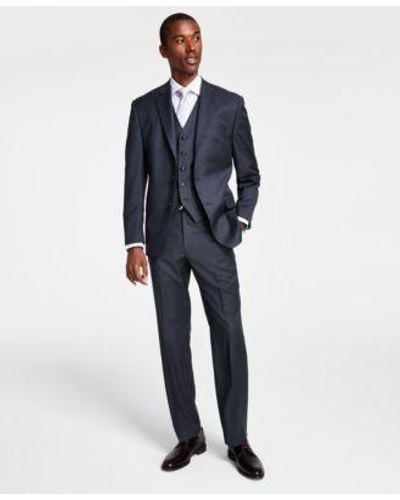 Michael Kors Classic-fit Wool Stretch Solid Vested Suit Separates - Blue