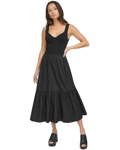 DKNY Sweetheart-neck Sleeveless A-line Dress - Black