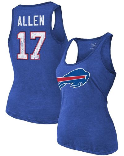 Majestic Threads Heathered Buffalo Bills Name And Number Tri-blend Tank Top - Blue