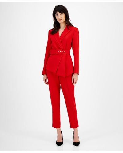 Tahari Belted Pantsuit - Red