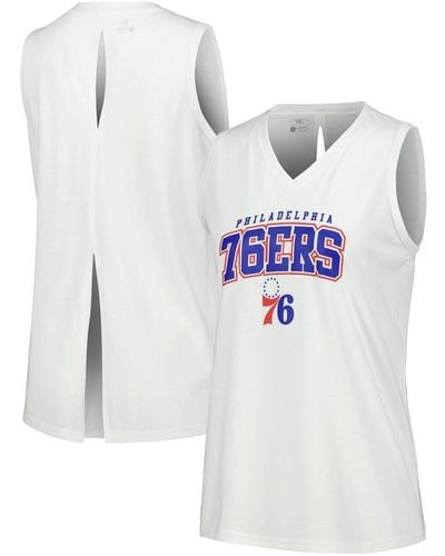 Levelwear Philadelphia 76ers Paisley Peekaboo Tank Top - White