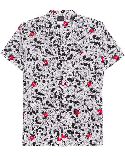 Hybrid Mickey Mouse Short Sleeves Woven Shirt - White