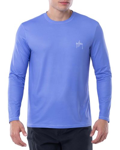 Guy Harvey Core Logo Graphic Long-sleeve Sun Protection T-shirt - Blue