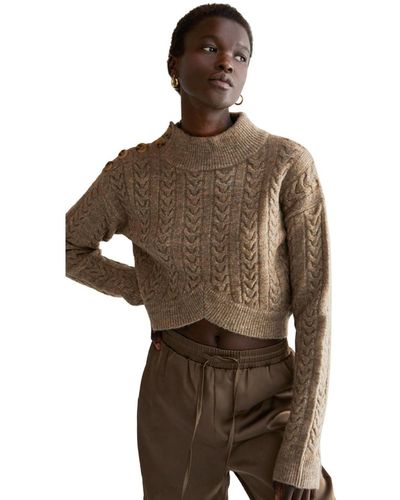 Crescent Oliva Mock Neck Crop Sweater - Brown