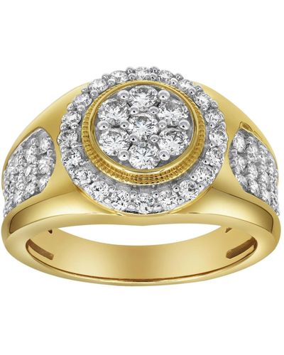 LuvMyJewelry Heavyweight Natural Certified Diamond 1.51 Cttw Round Cut 14k Gold Statement Ring - Metallic