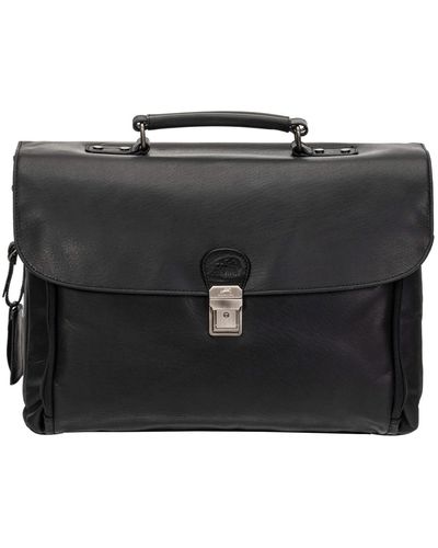 Mancini Buffalo Double Compartment Briefcase For 15.6" Laptop - Black