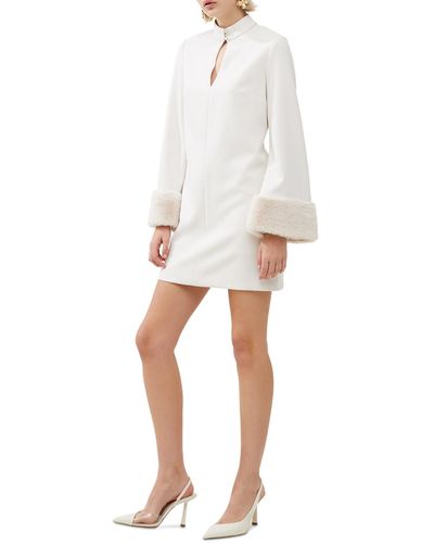 French Connection Whisper Ruth Faux-fur-cuff Shift Dress - White