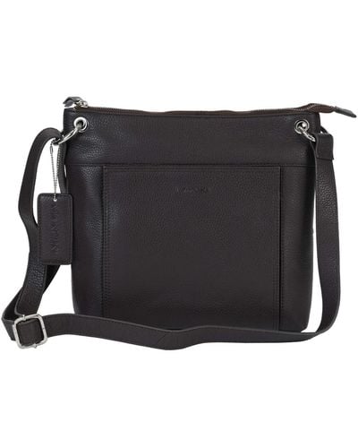 Mancini Pebble Trish Leather Crossbody Handbag - Black