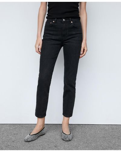 Mango Slim Cropped Jeans - Black