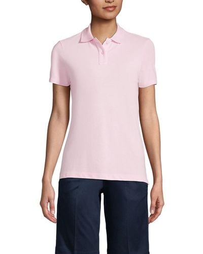 Lands' End School Uniform Short Sleeve Feminine Fit Mesh Polo Shirt - Pink
