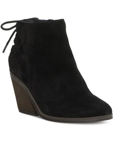 Lucky Brand Mikasi Lace-up Wedge Heel Booties - Black