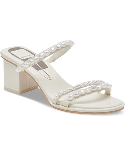 Dolce Vita Tinker Pearl Low Embellished Dress Sandals - White