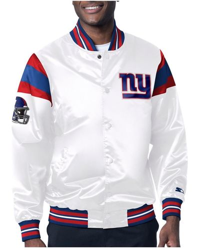 Starter New York Giants Satin Full-snap Varsity Jacket - White