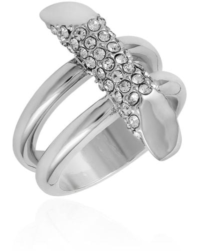 Vince Camuto Tone Pave Glass Stone Ring - Metallic