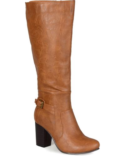 Journee Collection Carver Wide Calf Boots - Brown