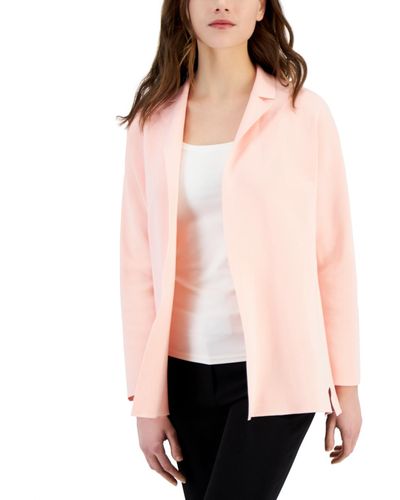 Anne Klein Short Collared Sweater Jacket - Pink