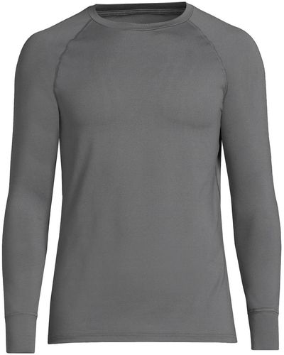Lands' End Stretch Thermaskin Long Underwear Crew Base Layer - Gray