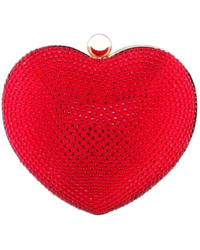Nina Crystal Heart Minaudiere Bag - Red