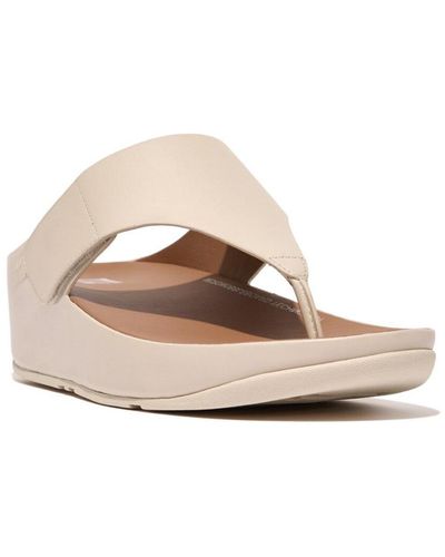 Fitflop Shuv Adjustable Leather Toe-post Sandals - White