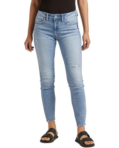 Silver Jeans Co. Elyse Mid Rise Skinny Leg Jeans - Blue