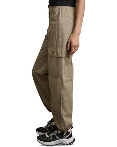 DKNY Straight-leg High-waist Adjustable-cuff Cargo Pants - Natural