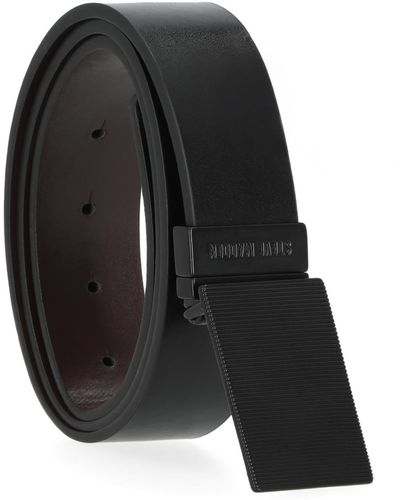 Steve Madden 35mm Textured Plaque Buckle Belt - Black