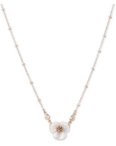 Lonna & Lilly Gold-tone Crystal & Imitation Mother-of-pearl Flower Statement Necklace - White
