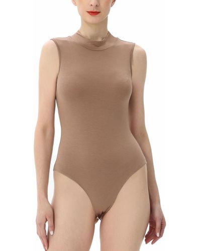 Kimi + Kai Kimi + Kai Turtleneck Sleeveless Bodysuit - Brown