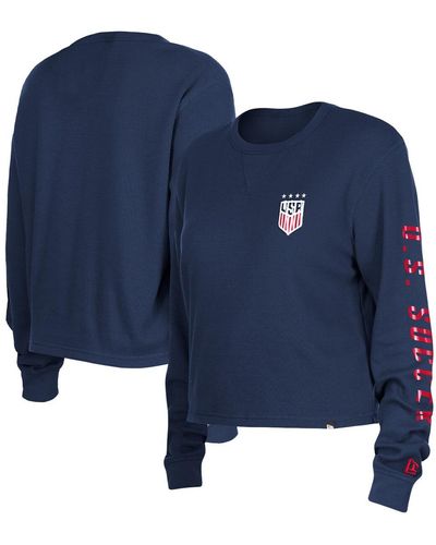 KTZ 5th & Ocean By Uswnt Athleisure Thermal Cropped Long Sleeve T-shirt - Blue