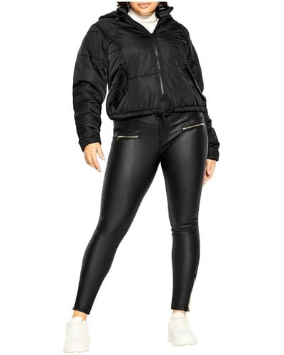 City Chic Plus Size Streetwise Puffer Jacket - Black