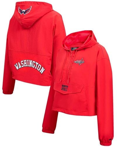 Pro Standard Washington Capitals Classic Cropped Half-zip Wind Jacket - Red