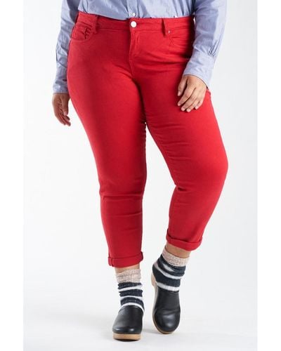 Slink Jeans Plus Size Color Boyfriend Pants - Red